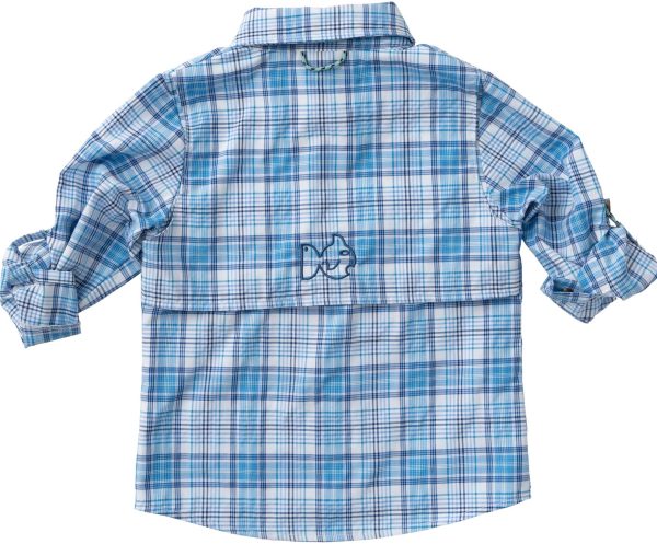 Find the perfect Founders Kids Fishing Shirt - Ethereal Blue Plaid